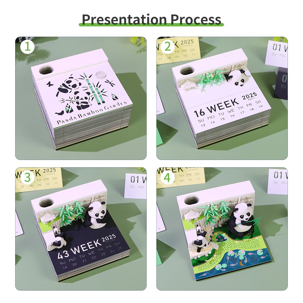 2025 Hot Sale New panda Memo Pads with calendar Bookmarks Paper Sheets Decompression Toys Custom Sticky Note Pad