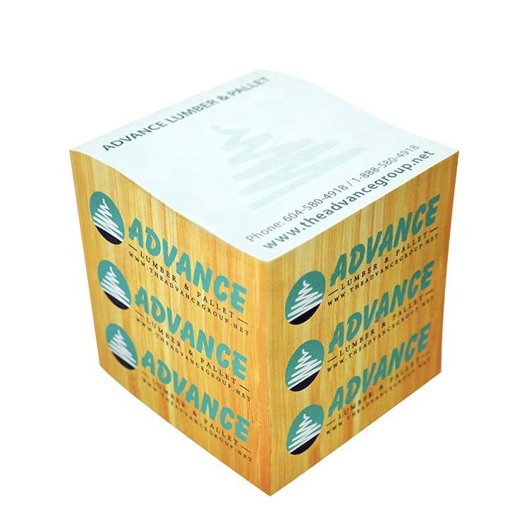 Wholesale 4 Sides Printed with Wooden Pallet Custom Logo Memo Pad Note Pads Block Cube Sticky Notes on Pallet
