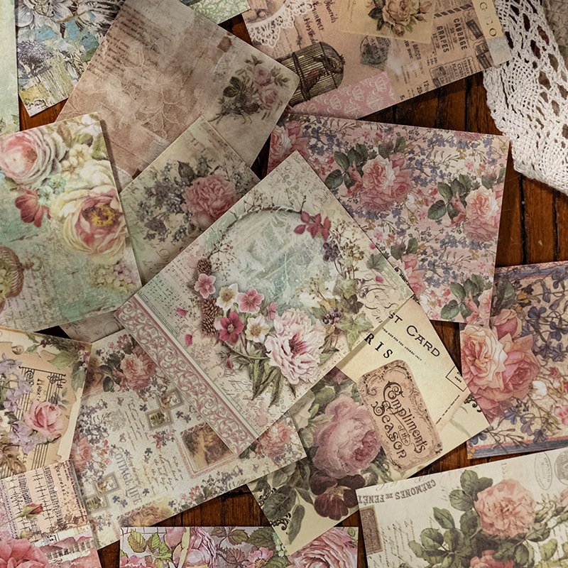 60pcs/package Collage Materials Mountain Fog Light Series Vintage Mini Collage Materials for Handbook