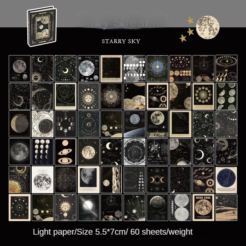 60pcs/package Collage Materials Mountain Fog Light Series Vintage Mini Collage Materials for Handbook