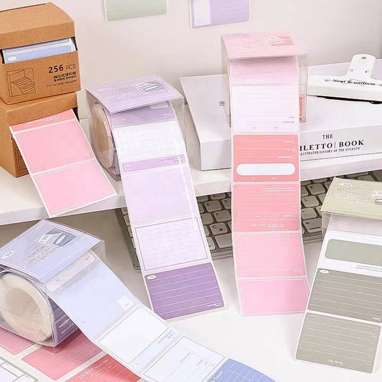 Custom Colorful School Supplier Convenient Recyclable Removable Memo Pad Roller Sticky Note Paper Roll Set