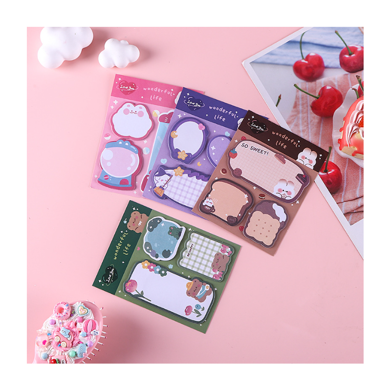 School supplies, cartoon combination, convenient stickers, student account stickers, creative and cute messages, sticky notes