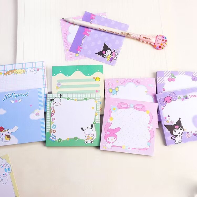 Yubon Kuromi Melody Memo Pad Pochacco Sticky Notes Stationery Label Notepad Planner Sticker Post School Supplies