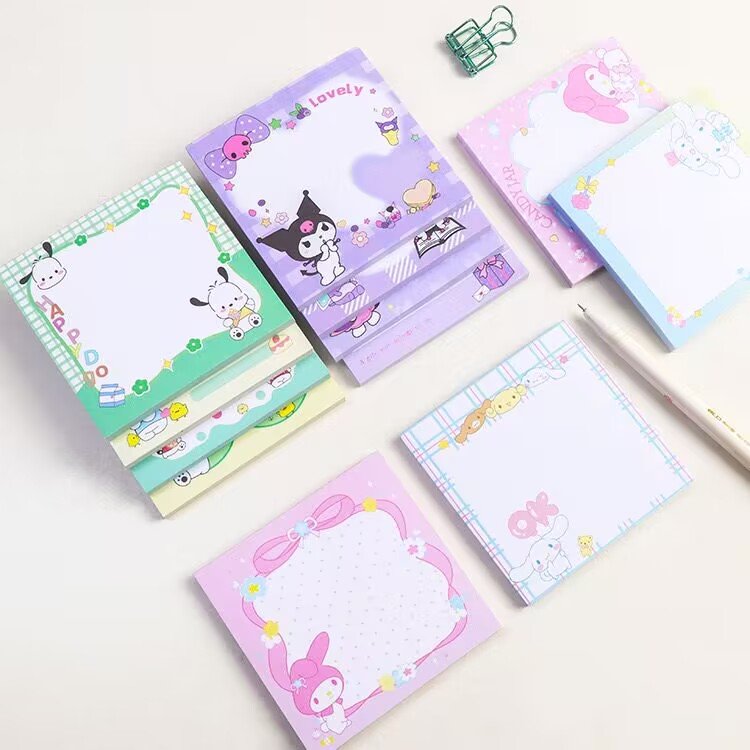 Yubon Kuromi Melody Memo Pad Pochacco Sticky Notes Stationery Label Notepad Planner Sticker Post School Supplies