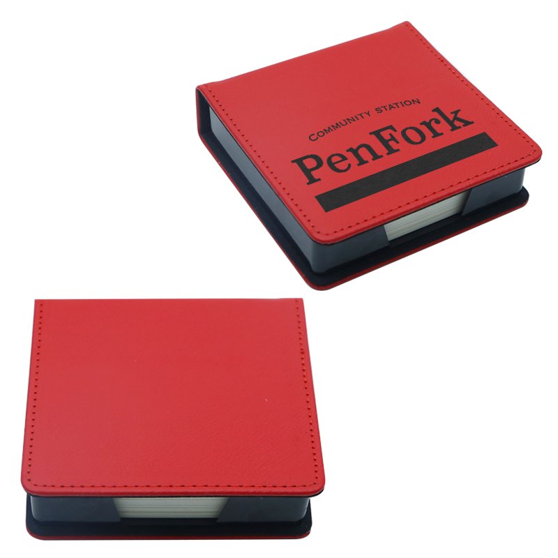 Laserable Leatherette PU Leather Memo Pad Holder Custom Laser Blanks Memo Notes Box With Sticky Notes