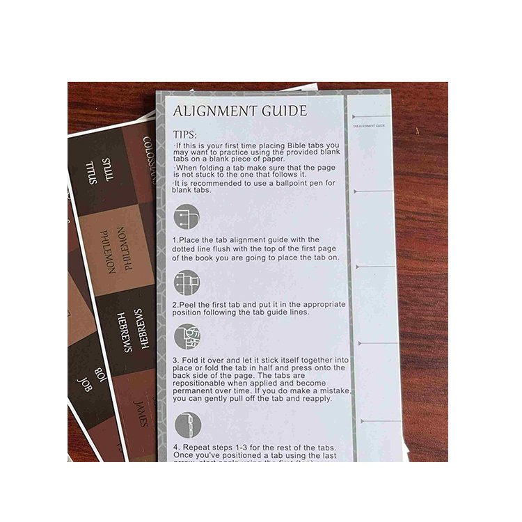 Free sample supplier custom popular design Laminated vintage color bible tabs with clearly printing for Bible journaling