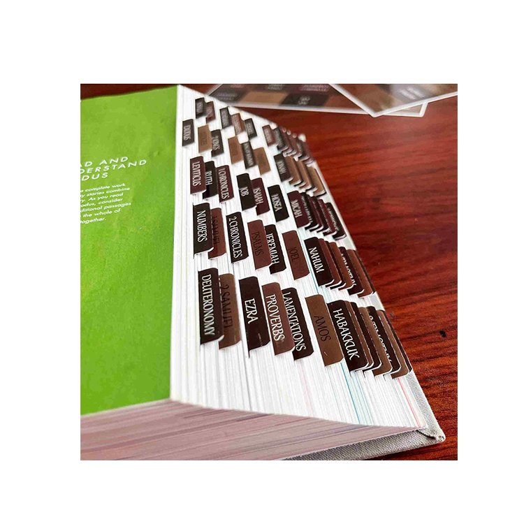 Free sample supplier custom popular design Laminated vintage color bible tabs with clearly printing for Bible journaling