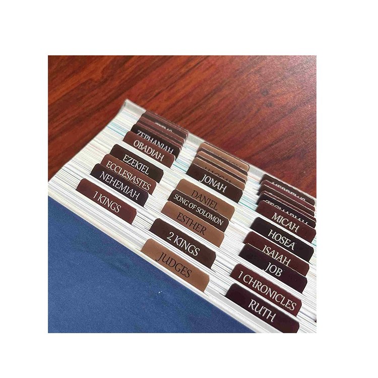 Free sample supplier custom popular design Laminated vintage color bible tabs with clearly printing for Bible journaling