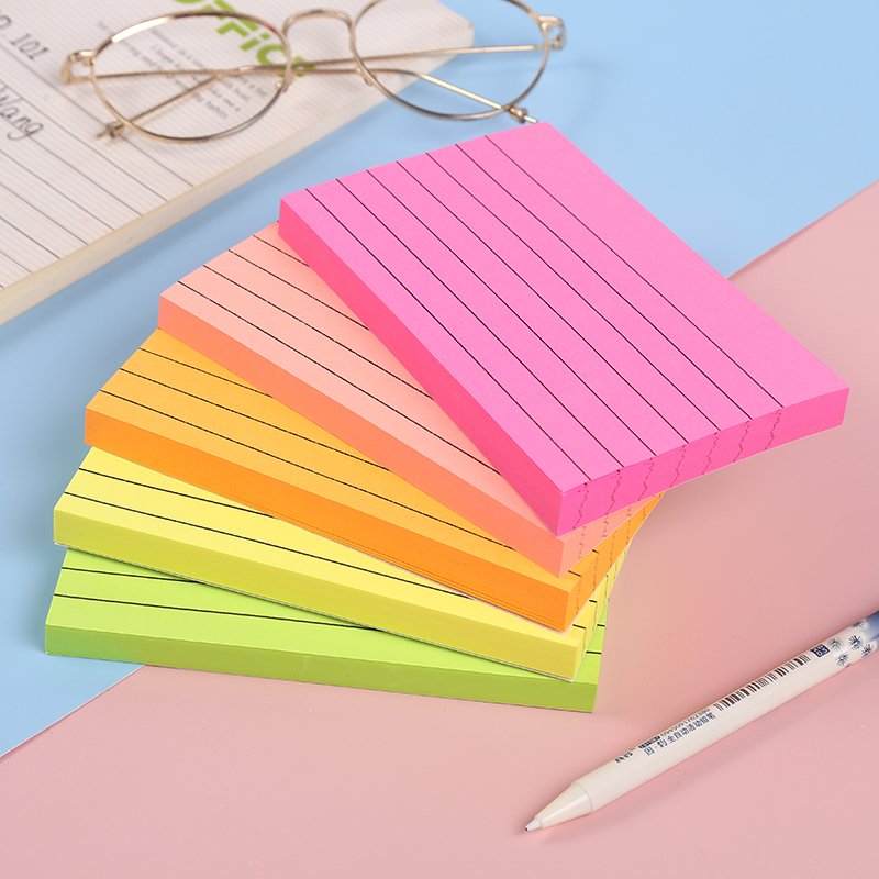 3*5inch Wholesale custom Stationery School stripe colorful Note Pad Solid Color Square Memo Pad Office Sticky Notes