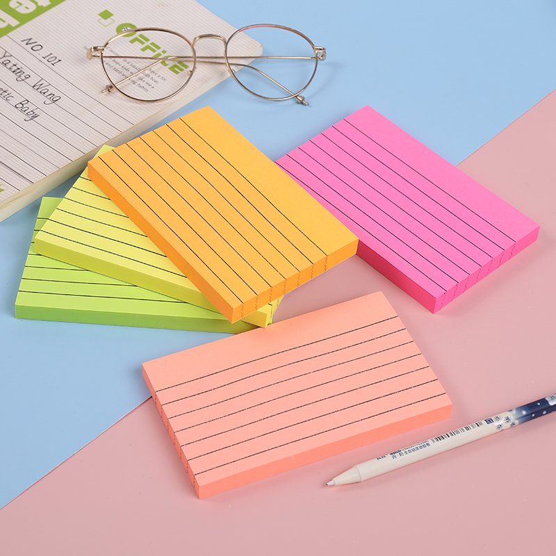 3*5inch Wholesale custom Stationery School stripe colorful Note Pad Solid Color Square Memo Pad Office Sticky Notes