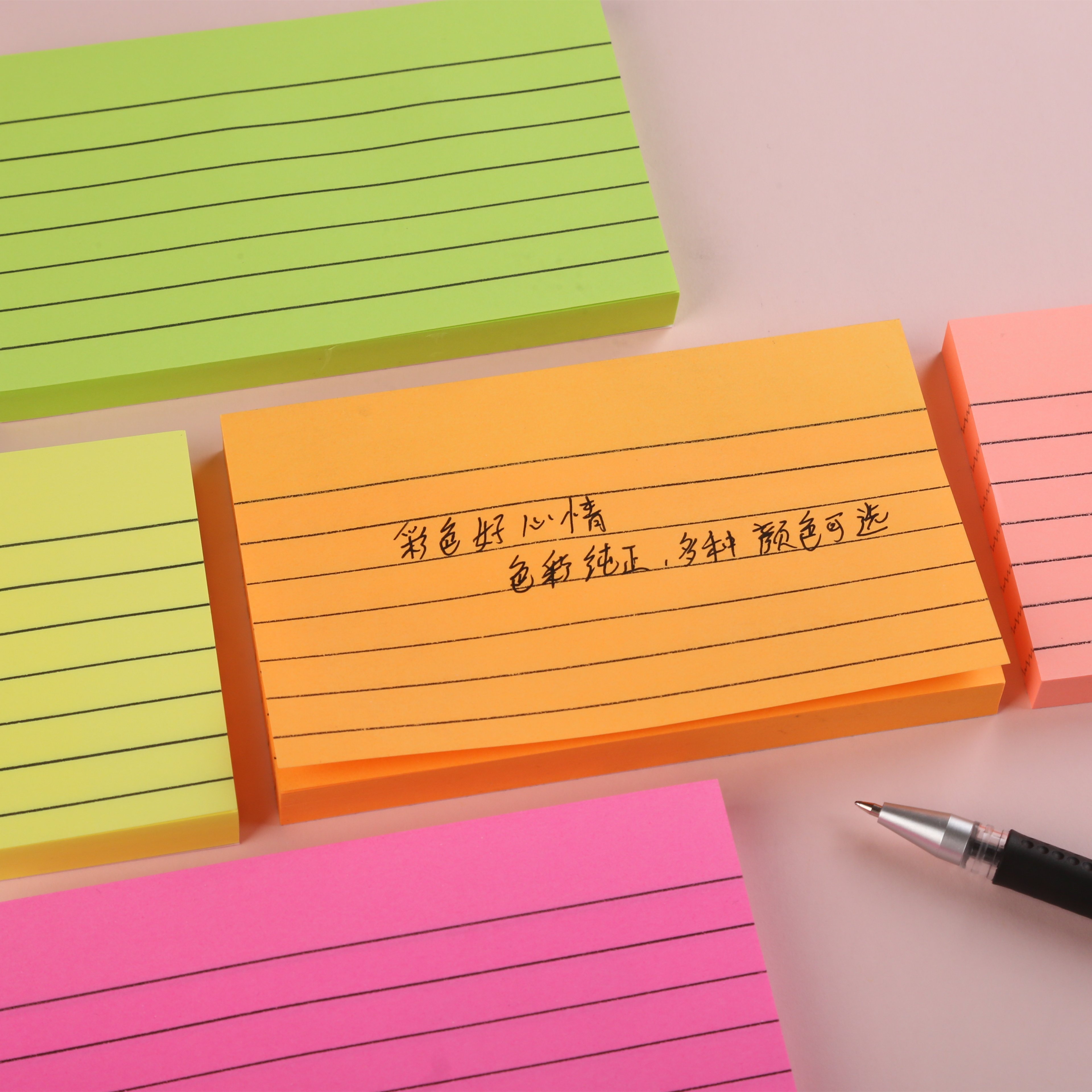 3*5inch Wholesale custom Stationery School stripe colorful Note Pad Solid Color Square Memo Pad Office Sticky Notes