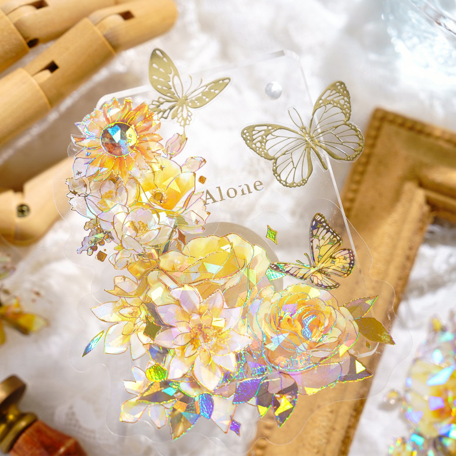 PET laser gold sticker pack scrapbooking set Boundless Flower Spectrum Handbook DIY material stickers scrapbooking supplies