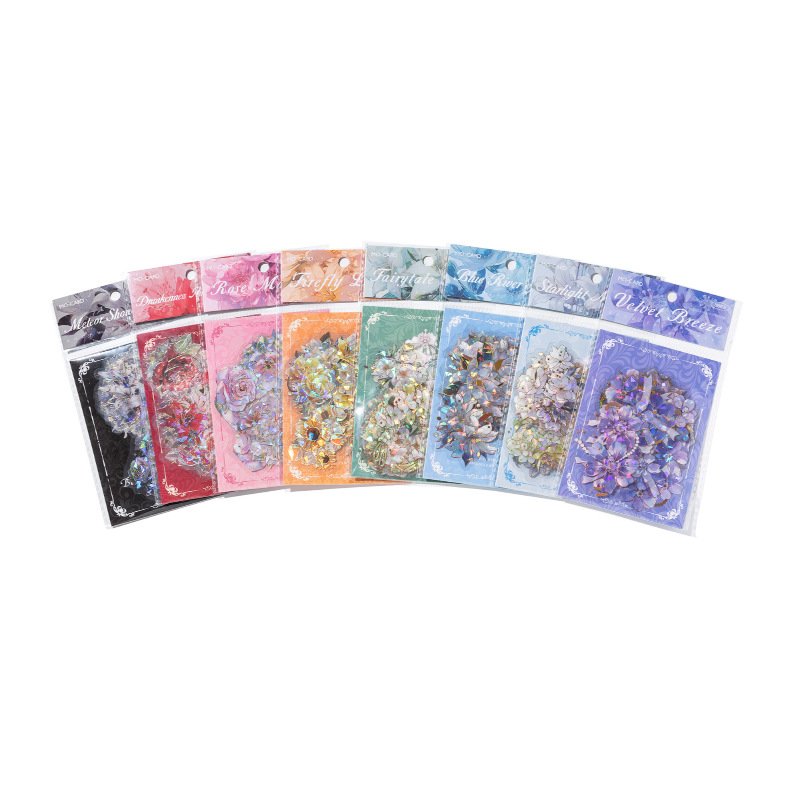 PET laser gold sticker pack scrapbooking set Boundless Flower Spectrum Handbook DIY material stickers scrapbooking supplies