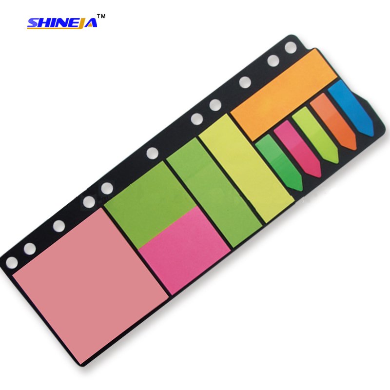 Assorted colorful self-adhesive removable sticky notes set with black card