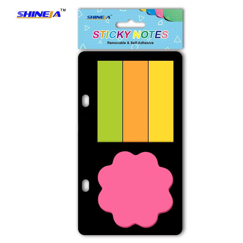 Assorted colorful self-adhesive removable sticky notes set with black card