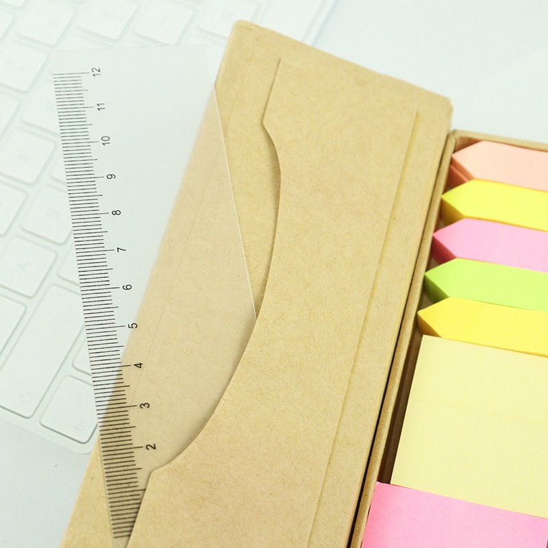 New product Custom logo Eco-friendly Sticky Notes Set and Organizer Colored Page Markers Index Tabs with A Ruler and Pen