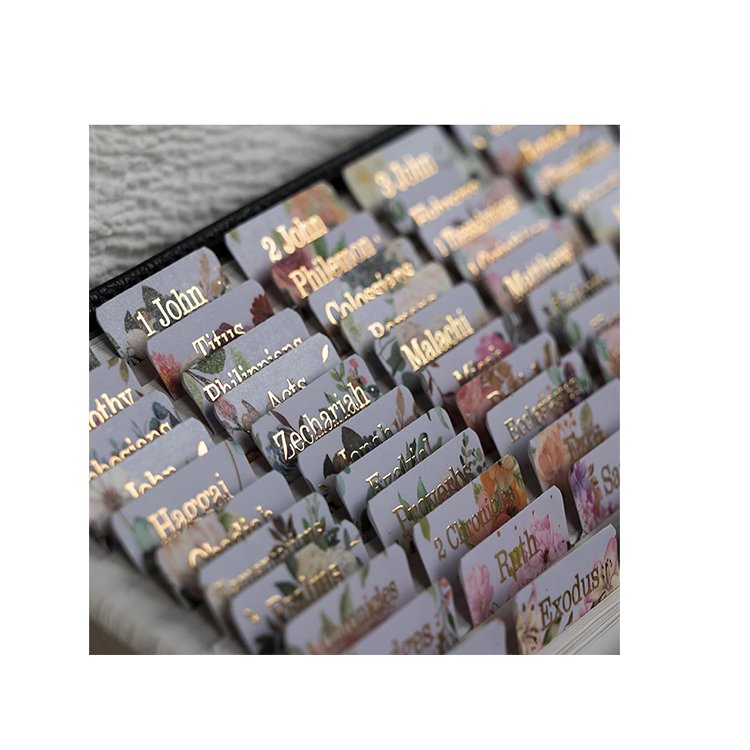 factory Custom Personalized Bible Index Tab Old and New Testament flower shape Bible Tabs Laminated self-Adhesive Bible Tabs set