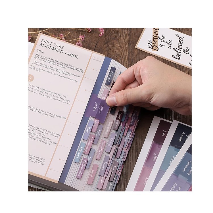 Free sample factory custom Stamping Laminated Stickers Bible Tabs Bible Page Tabs Bible Accessories For bible study reading