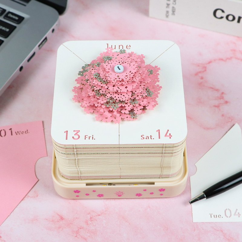 3D Panoramic Sakura Tree Memo Pad Novelty Gifts 2025 Paper Art Decoration 3D Post Notes It Calendar With Lighting Base