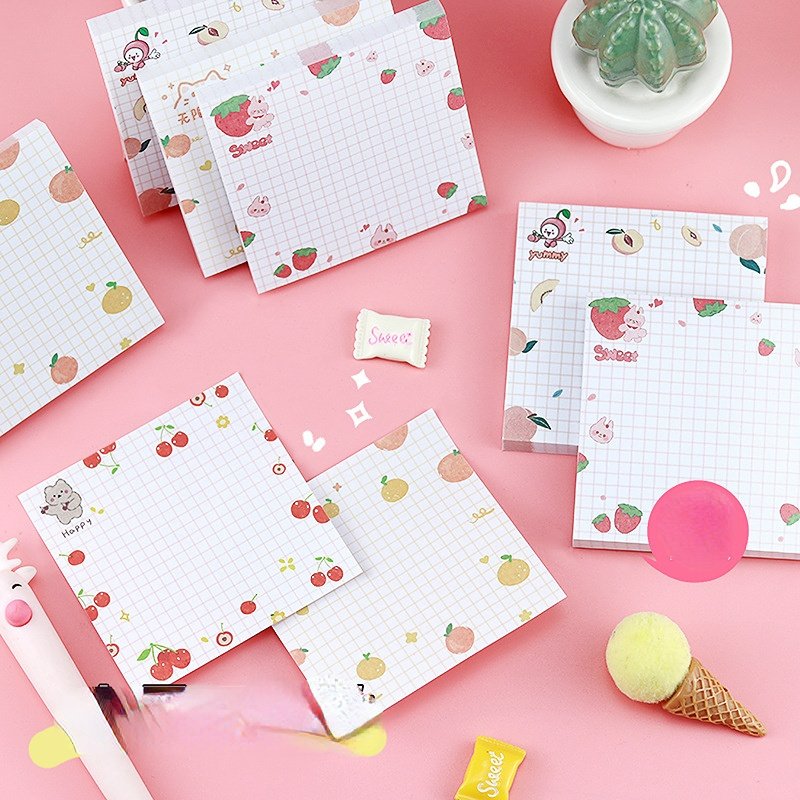 Cute candy Cartoon fruit sticky notes school student kid self-sticky memo pad thick 80 sheets wholesale stationery