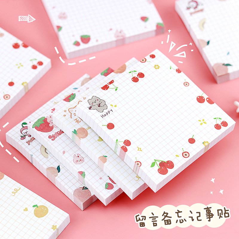 Cute candy Cartoon fruit sticky notes school student kid self-sticky memo pad thick 80 sheets wholesale stationery