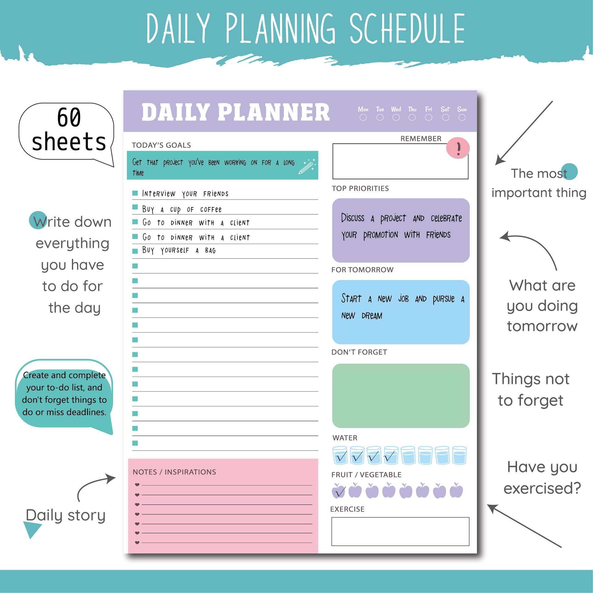 Wholesale Colorful To Do List Notepad Set Customized Sticky Notebook Dairies Notepads Memo Pads