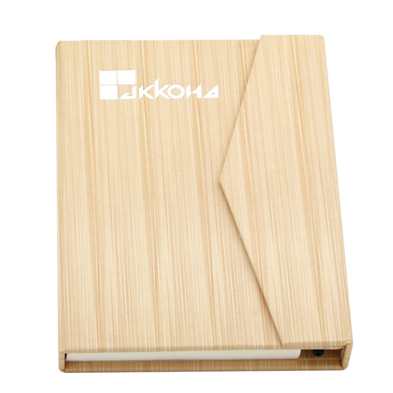 Wood Like Cover Sticky Note Memo Pad With Pen