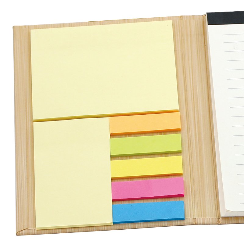 Wood Like Cover Sticky Note Memo Pad With Pen