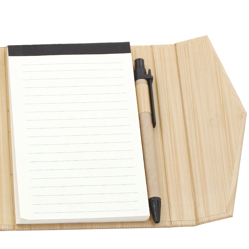Wood Like Cover Sticky Note Memo Pad With Pen