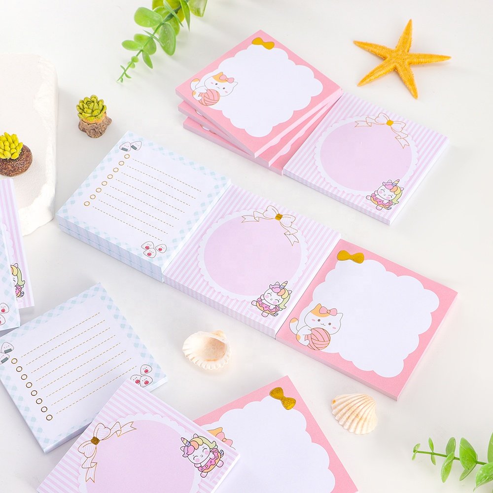 Wholesale OEM Custom Personalized Small Cube Memopad Lined Bulk Gold Foiled Super Kawaii Sticky Note
