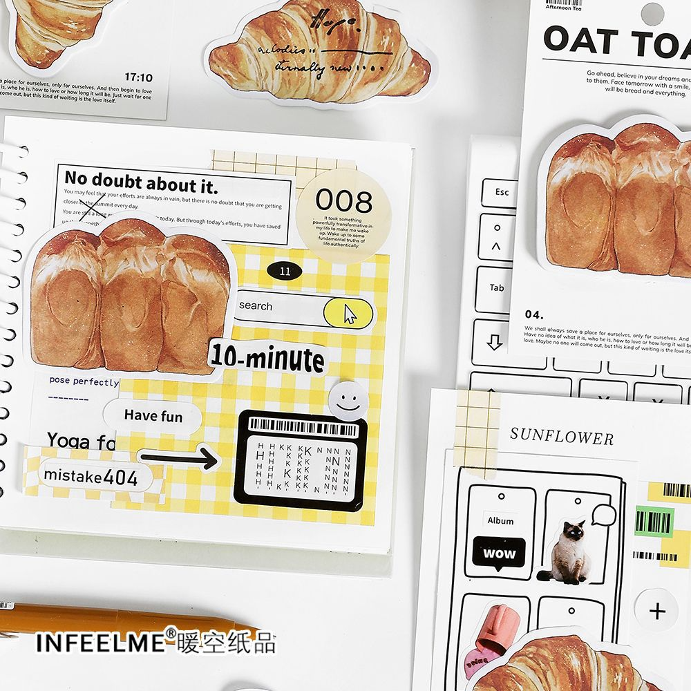 STICKERS PUNK 30 Pcs/pack Sticky Notes Cute Toast Coffee Memo Pads Sticker Student Gifts Stationery School Office Supplies 05011