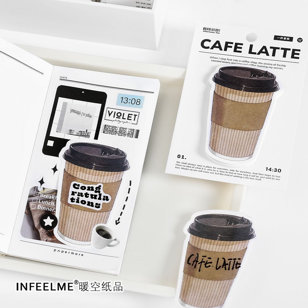 STICKERS PUNK 30 Pcs/pack Sticky Notes Cute Toast Coffee Memo Pads Sticker Student Gifts Stationery School Office Supplies 05011