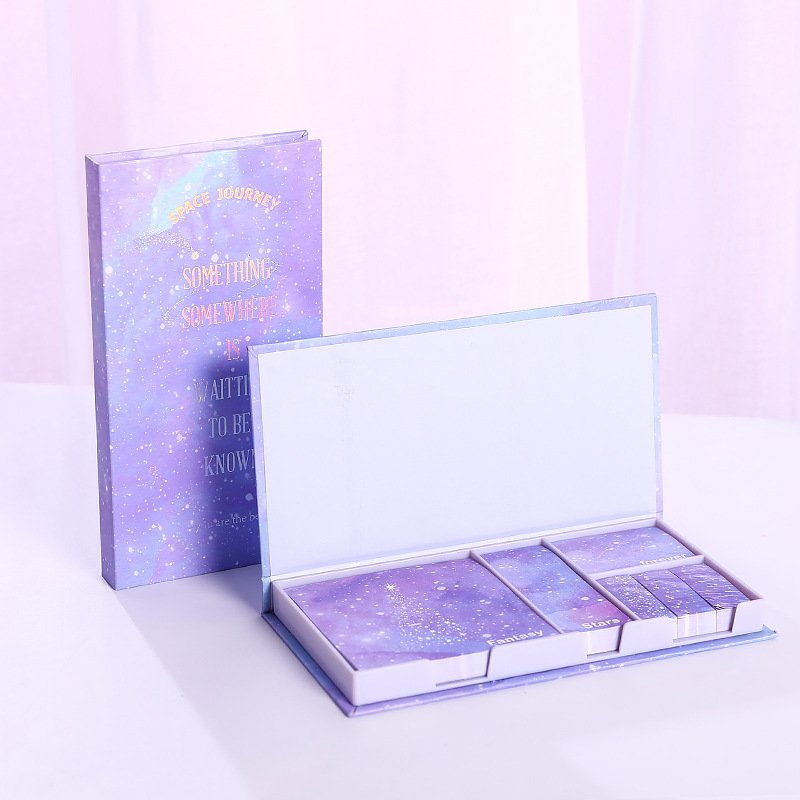 Cute kawaii foil cherry bloom sky stars self-adhesive memo pad sticky notes pad stationery supplies gift box swrap