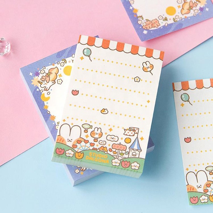 High Quality School Supplies Wholesale Kawaii Cute Cartoon Printing Cute Memopad For Daily Plan