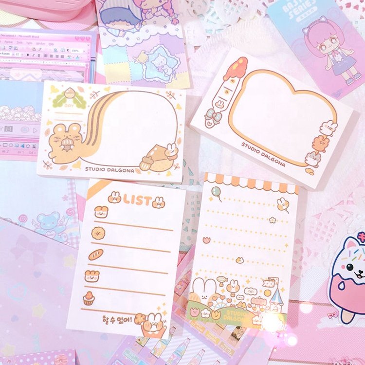 High Quality School Supplies Wholesale Kawaii Cute Cartoon Printing Cute Memopad For Daily Plan