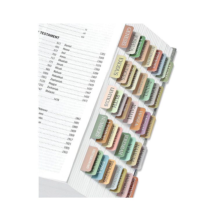 factory Custom Personalized Bible Index Tab Old and New Testament Bible Tabs Laminated self-Adhesive Bible Tabs for Journaling