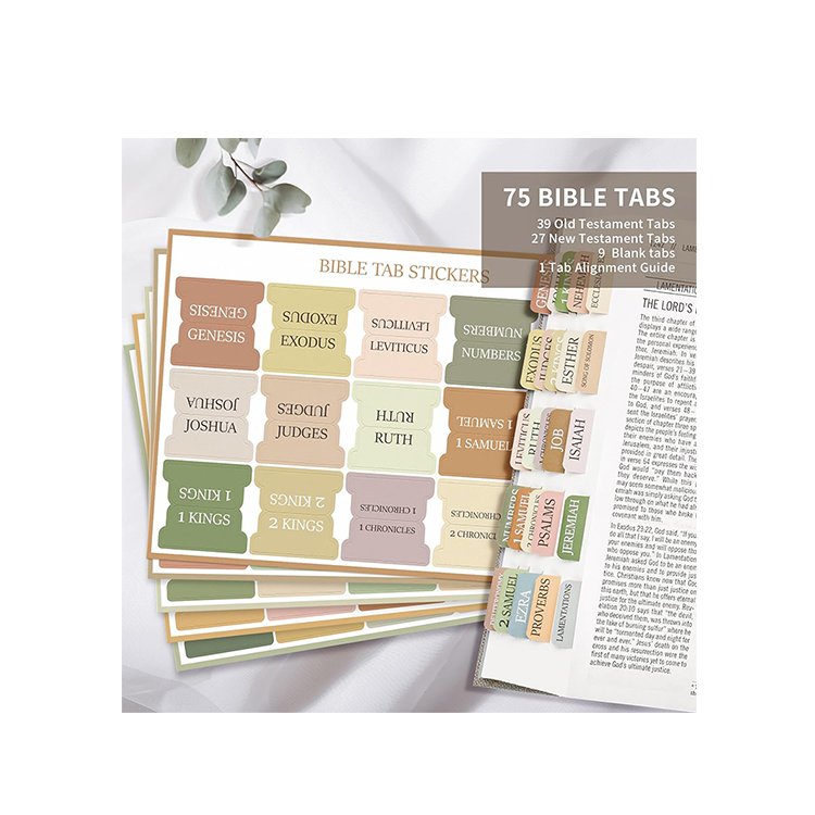 factory Custom Personalized Bible Index Tab Old and New Testament Bible Tabs Laminated self-Adhesive Bible Tabs for Journaling
