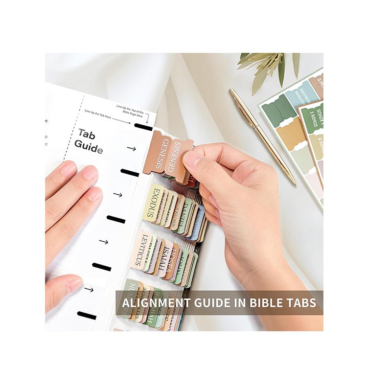factory Custom Personalized Bible Index Tab Old and New Testament Bible Tabs Laminated self-Adhesive Bible Tabs for Journaling
