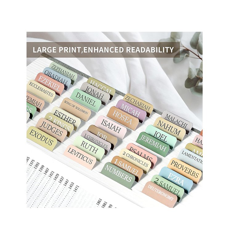 factory Custom Personalized Bible Index Tab Old and New Testament Bible Tabs Laminated self-Adhesive Bible Tabs for Journaling