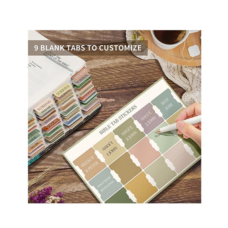 factory Custom Personalized Bible Index Tab Old and New Testament Bible Tabs Laminated self-Adhesive Bible Tabs for Journaling