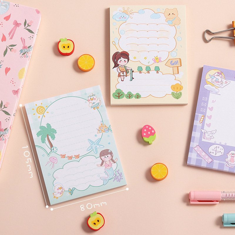 Cute kawaii self-adhesive memo pad sticky notes pad stationery custom sticky notes