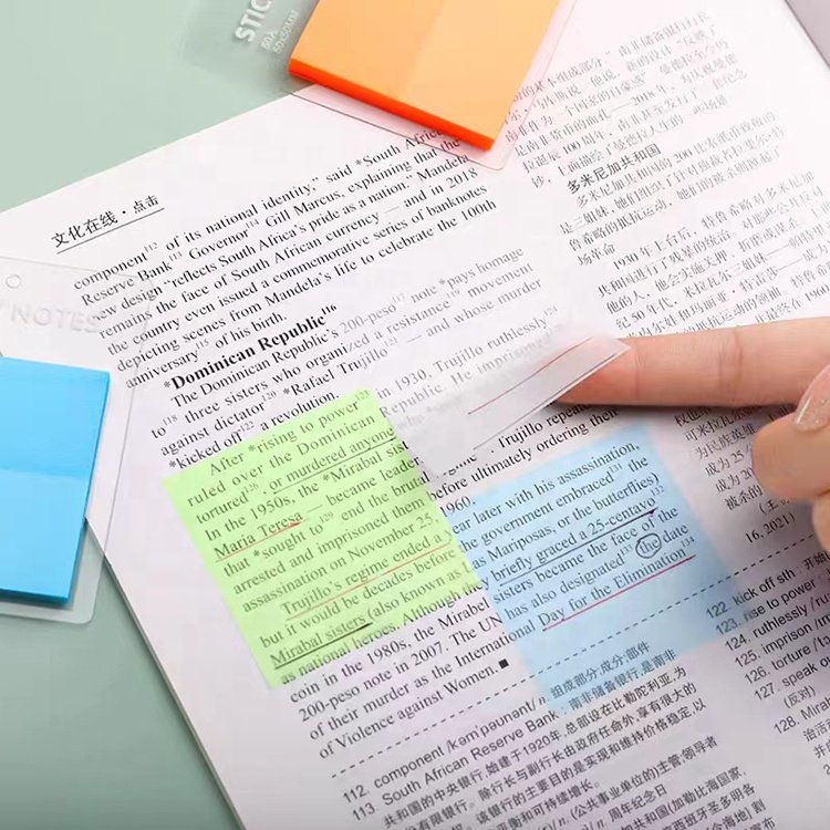 Custom Design Student Stationery Cute Kawaii Sticky Notes Transparent Highlighter Sticky Note Manufacturer