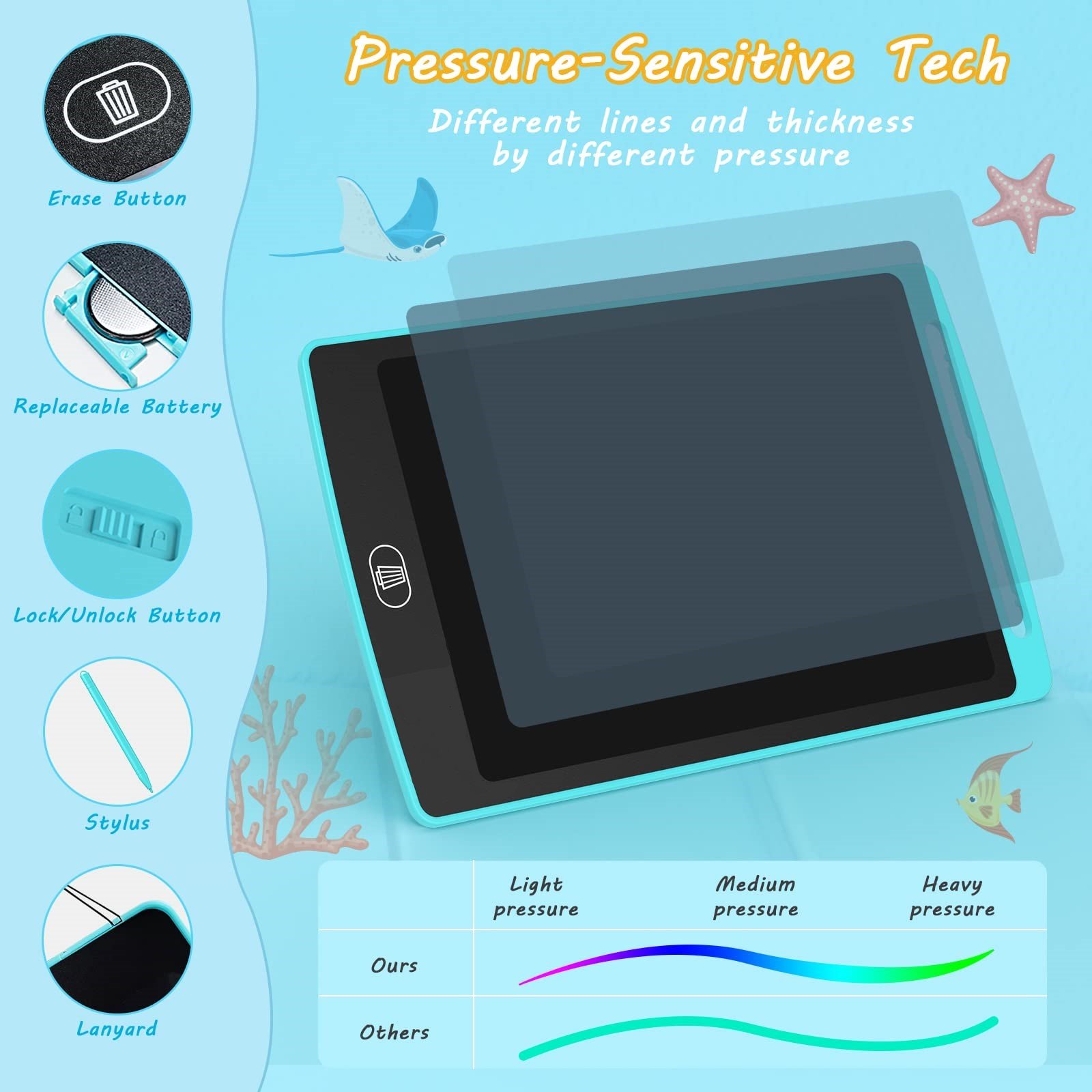 SUPERBOARD Drawing Board Pad Digital 8.5 inch electronic writing pad graphic designing LCD writing tablet digital memo pad