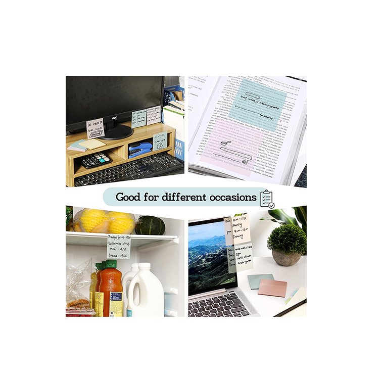 Tom art manufacturer Custom clear bible Sticky Notes Transparent PET Memo Pads self-adhesive Sticky Notes for school office