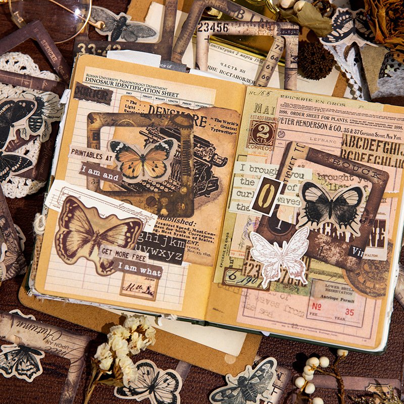 20 Pcs/Pack Sample Data Specimens An Illustrated Handbook Series Retro Journal Decoration Material Paper with Stickers 6 Types