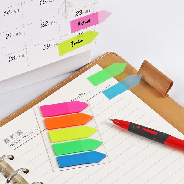 Foska Colorful Adhesive Office PET Index Marker Neon Sticky Index Tabs For School Student Stationery Index Marker