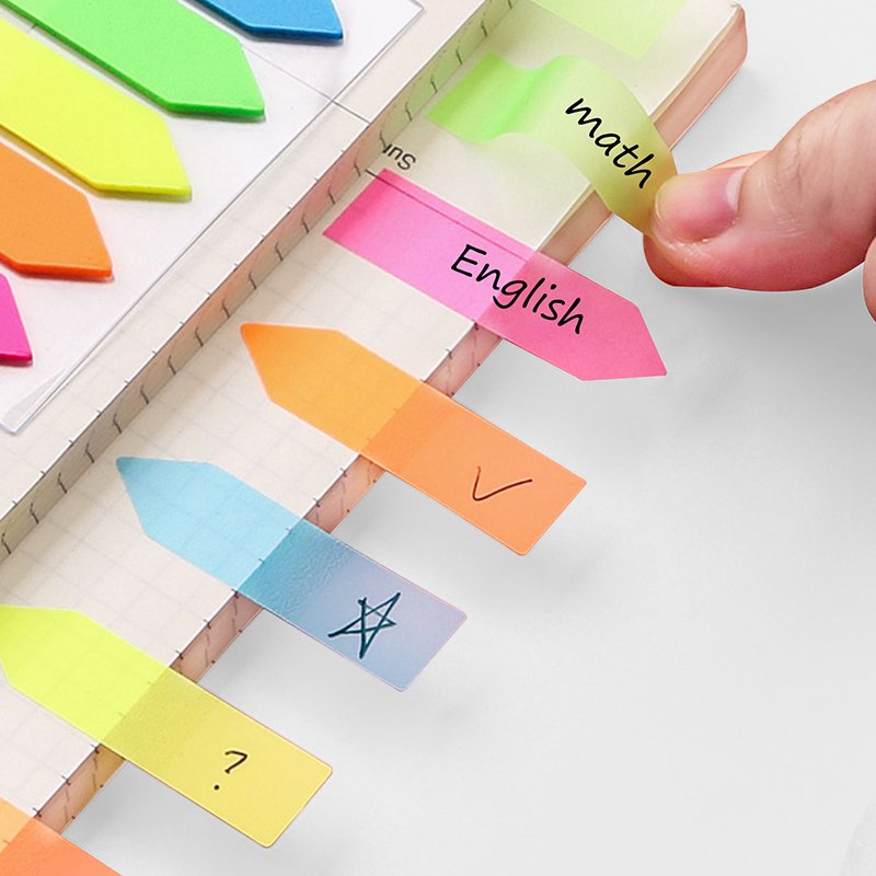 Foska Colorful Adhesive Office PET Index Marker Neon Sticky Index Tabs For School Student Stationery Index Marker