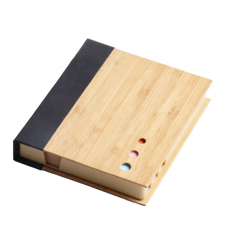 New Hot Sell Wholesale Stationery ECO Bamboo Cover Kraft Paper With Tear-off Paper Post Notes Notepad Notebook Logo For Office