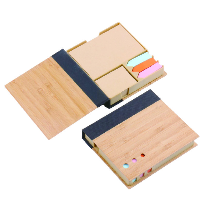 New Hot Sell Wholesale Stationery ECO Bamboo Cover Kraft Paper With Tear-off Paper Post Notes Notepad Notebook Logo For Office