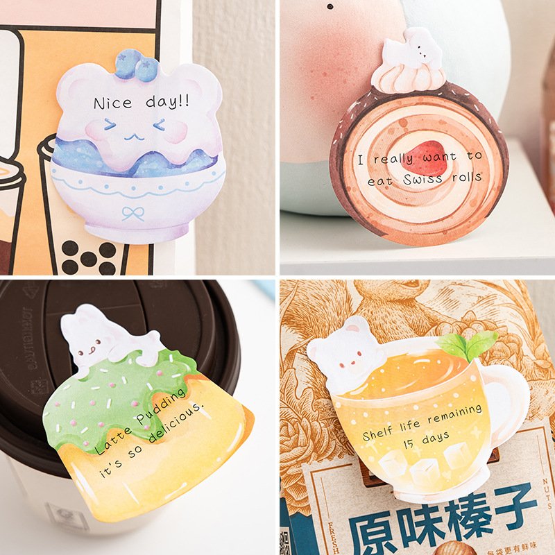 Cartoon cute ice cream shape school girls sticky note kawaii memo pad for kids